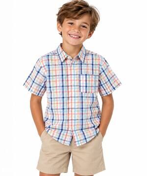 EUC Kids Headquarters Boys Size 6 Multicolor Plaid Short Sleeve Button Shirt
